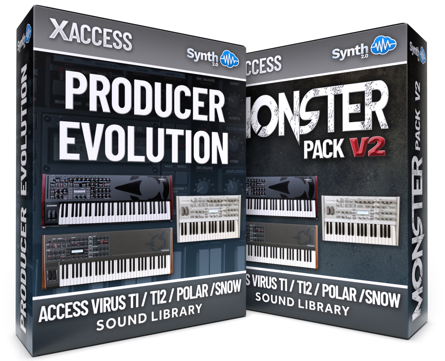 LDX186 - ( Bundle ) - Monster Pack V2 + Producer Evolution - Access Virus TI / TI2 / Polar / Snow ( over 159 presets )